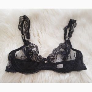 Felina Black Lace Unlimited Rhinestone Sexy Bra 32C